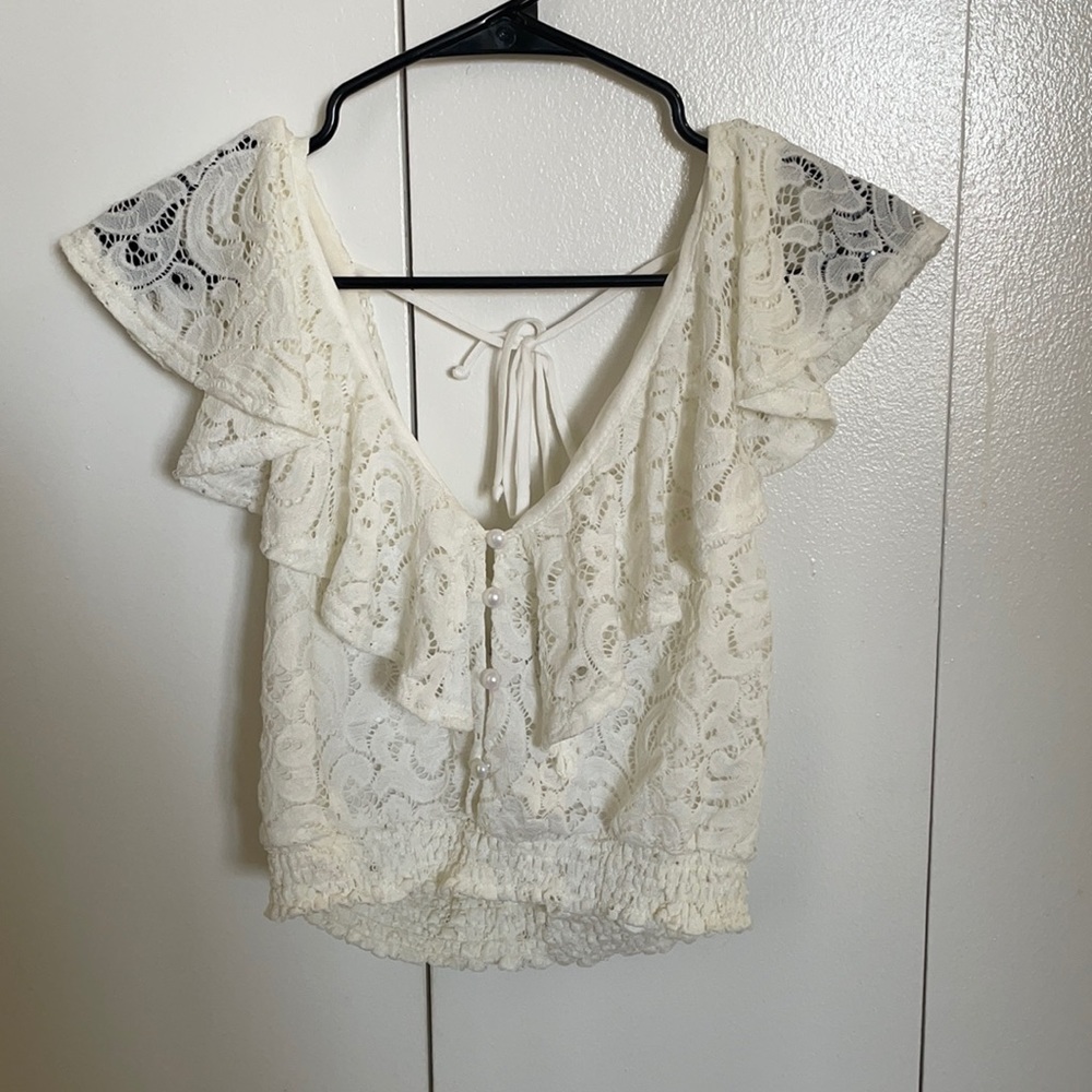 White lace crop top